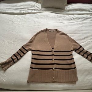 Striped Tan and Black Women's Sweater